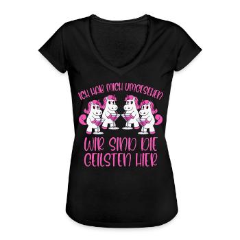 Mallorca Sprüche Die Geilsten hier Einhorn Party - Frauen Vintage T-Shirt - Schwarz - Vorne - Danielle (179cm)