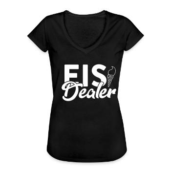 Eis Dealer für Eisverkäufer und Eisverkäuferin - Frauen Vintage T-Shirt - Schwarz - Vorne - Danielle (179cm)