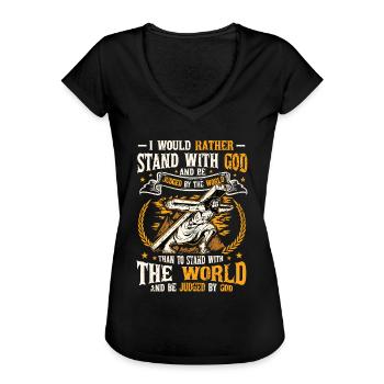 Steh bei Gott, Christliche Religion. - Frauen Vintage T-Shirt - Schwarz - Vorne