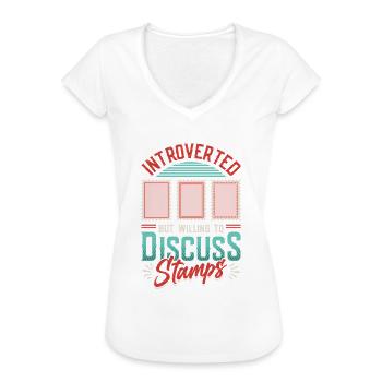 Introvertiert, Aber Bereit, Briefmarken . - Frauen Vintage T-Shirt - Schwarz - Vorne - Danielle (179cm)