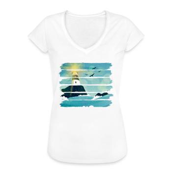 Phare d’époque - T-shirt vintage Femme - noir - Devant - Danielle (179cm)
