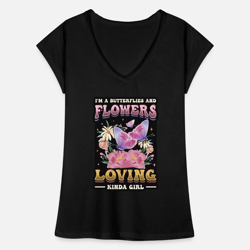 J’aime les papillons et les fleurs T-shirt vintage Femme