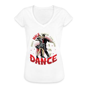 Warum Gehen, Wenn Man Steppen Kann? - Frauen Vintage T-Shirt - Schwarz - Vorne - Danielle (179cm)