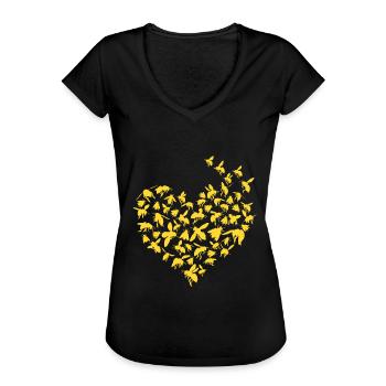 Abeille apiculteur cadeau motif miel - T-shirt vintage Femme - noir - Devant