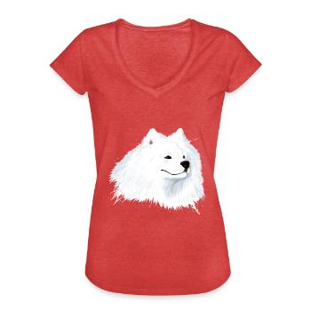 Samoyed Dog Head - Women's Vintage T-Shirt - heather red - Front - Danielle (179cm)