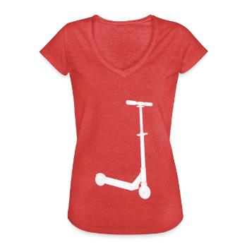 Roller - Frauen Vintage T-Shirt - Rot meliert - Vorne - Danielle (179cm)