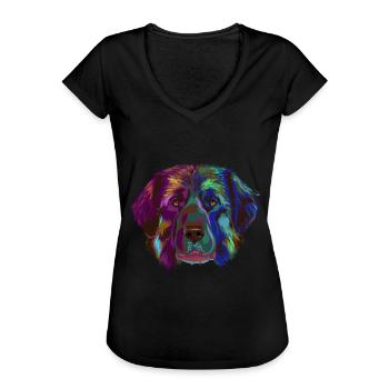 Peintures à l’eau Leonberger Hund - T-shirt vintage Femme - noir - Devant - Danielle (179cm)