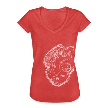Marmotte - T-shirt vintage Femme - rouge chiné - Devant - Danielle (179cm)