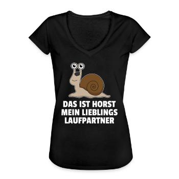 Joggen Laufen Marathon Renn Schnecke Fun Geschenk - Frauen Vintage T-Shirt - Schwarz - Vorne - Danielle (179cm)