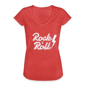 Rock & Roll Musikstil Genre Gitarre Rockband - Frauen Vintage T-Shirt - Rot meliert - Vorne - Danielle (179cm)