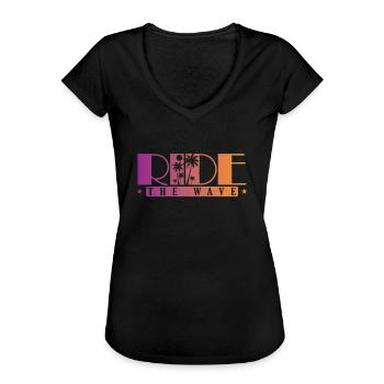 Ride the Wave surfen Wassersport Wind - Frauen Vintage T-Shirt - Schwarz - Vorne - Danielle (179cm)