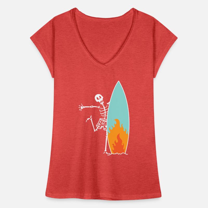 Surfing skeleton with burning surfboard Women's Vintage T-Shirt