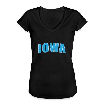 Iowa USA Amerika Bundesstaat - Frauen Vintage T-Shirt - Schwarz - Vorne - Danielle (179cm)