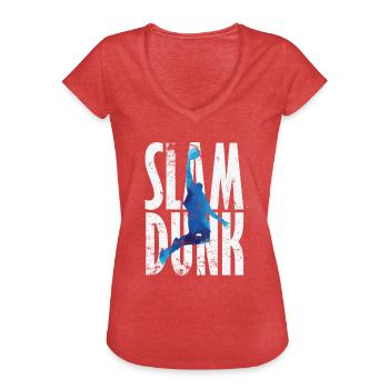 Slam Dunk Dribbler Basketball - T-shirt vintage Femme - rouge chiné - Devant - Danielle (179cm)