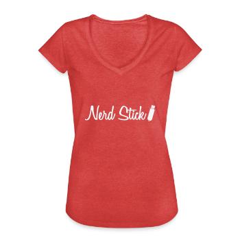 Nerd Stick Clé USB module de mémoire rétro - T-shirt vintage Femme - rouge chiné - Devant - Danielle (179cm)