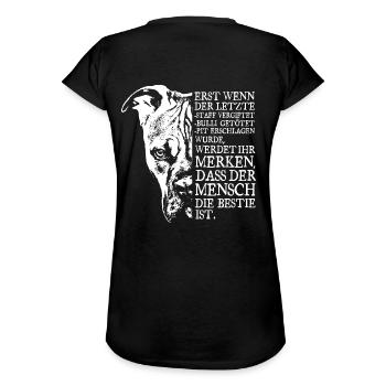 Der Mensch ist die Bestie - Frauen Vintage T-Shirt - Schwarz - Hinten - Danielle (179cm)