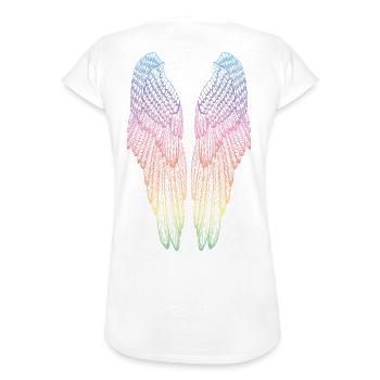 Lange Regenbogenflügel - Frauen Vintage T-Shirt - Schwarz - Hinten - Danielle (179cm)