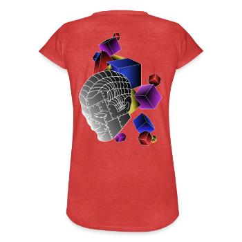 Roboter mit Würfel bunt - Frauen Vintage T-Shirt - Rot meliert - Hinten - Danielle (179cm)