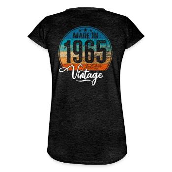 Millésime Fabriqué en 1965 Année de naissance 1965 Anniversaire - T-shirt vintage Femme - charbon - Dos - Danielle (179cm)