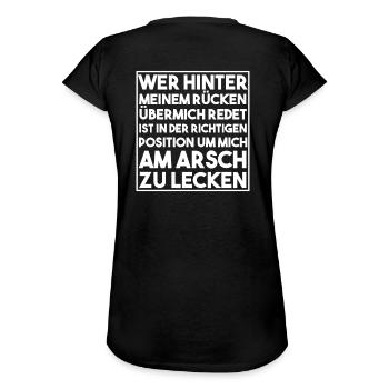 Leckt mich am Arsch! Schlagfertig. Cooler Spruch. - Frauen Vintage T-Shirt - Schwarz - Hinten - Danielle (179cm)