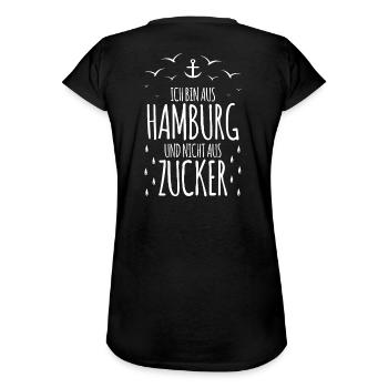 Ich bin aus Hamburg und nicht aus Zucker Wetter - Frauen Vintage T-Shirt - Schwarz - Hinten - Danielle (179cm)