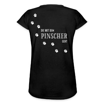 Die mit dem Pinscher geht - Hundepfoten - Frauen Vintage T-Shirt - Schwarz - Hinten - Danielle (179cm)