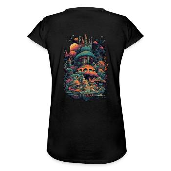 Trippy Explosion - Motif psychédélique - T-shirt vintage Femme - noir - Dos - Danielle (179cm)