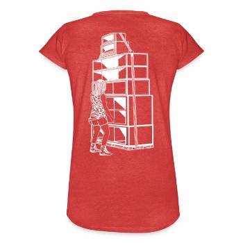 Tekno 23 Sound System Girl - T-shirt vintage Femme - rouge chiné - Dos - Danielle (179cm)