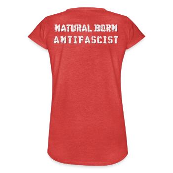 ANTIFASCIST ANTI-FASCIST FCKNZS NATURAL BORN - Women's Vintage T-Shirt - heather red - Back - Danielle (179cm)