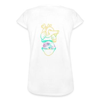 Heart Skull 1 yellow - T-shirt vintage Femme - charbon - Dos - Danielle (179cm)