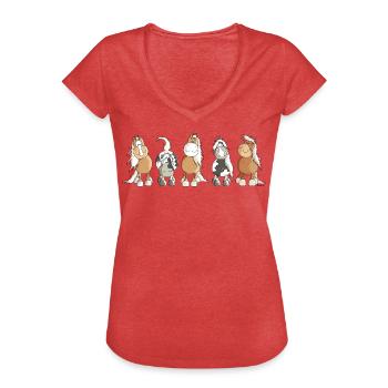 Funny Horses - Pferde - Pferd - Frauen Vintage T-Shirt - Rot meliert - Vorne - Danielle (179cm)