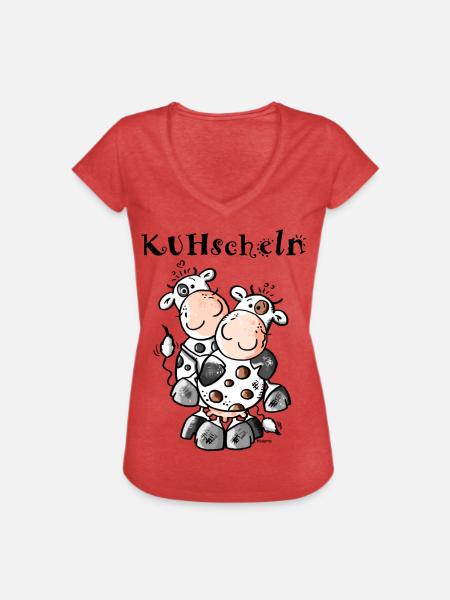 KUHschelnde Kühe - Kuh - Frauen Vintage T-Shirt - Rot meliert