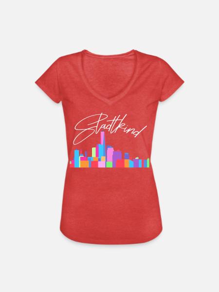 Stadtkind - Frauen Vintage T-Shirt - Rot meliert