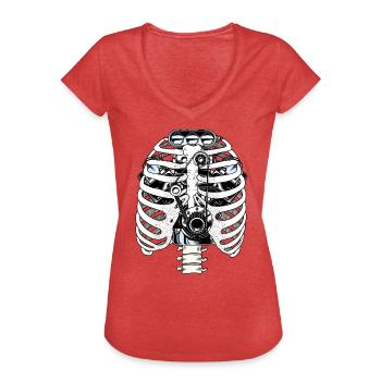 Mechaniker Auto Liebe Skelett Motor Mechanik - Frauen Vintage T-Shirt - Rot meliert - Vorne