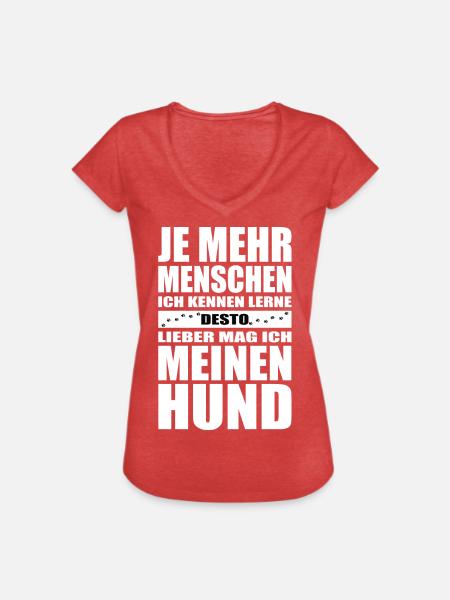 Lebensmotto Hundehalter Druck - Frauen Vintage T-Shirt - Rot meliert