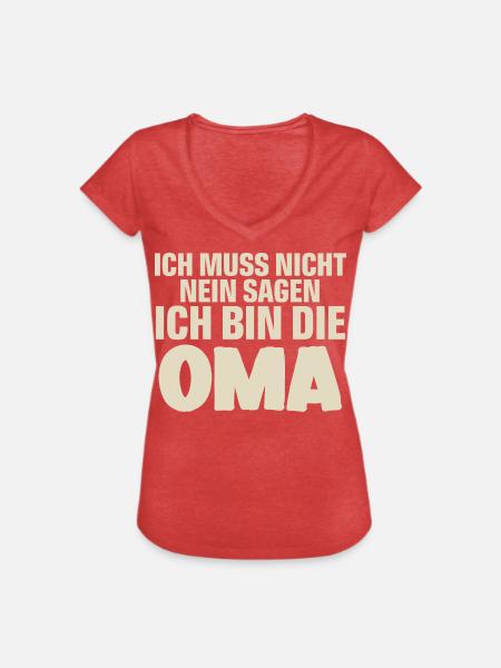 Oma - Frauen Vintage T-Shirt - Rot meliert