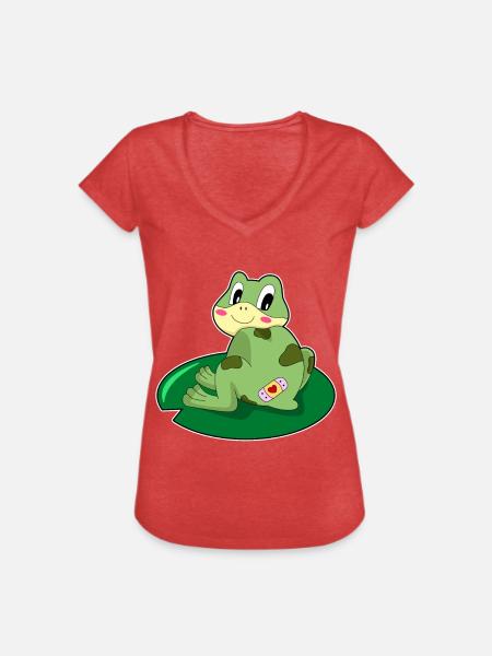 Frosch Pflaster - Frauen Vintage T-Shirt - Rot meliert