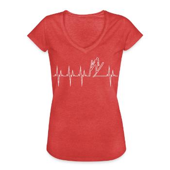 Skispringen Elektrokardiogramm EKG Skispringen - Frauen Vintage T-Shirt - Rot meliert - Vorne