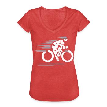 Ich bin selten radlos! Typo Fahrrad, modern - Frauen Vintage T-Shirt - Rot meliert - Vorne