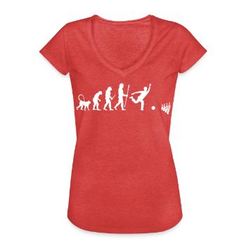 Evolution of Bowling - Frauen Vintage T-Shirt - Rot meliert - Vorne