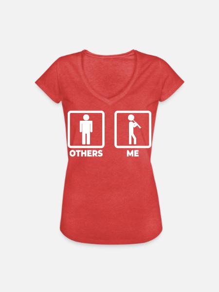 Klarinette Strichmännchen - Frauen Vintage T-Shirt - Rot meliert