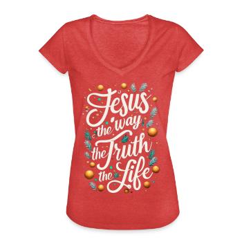 Jesus Der Weg Die Wahrheit Das Leben - Frauen Vintage T-Shirt - Rot meliert - Vorne
