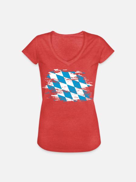 Bayern Flagge used - Frauen Vintage T-Shirt - Rot meliert