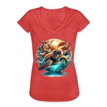 Schildkröten Welt Wunder Schildkröte Geschenk - Frauen Vintage T-Shirt - Rot meliert - Vorne