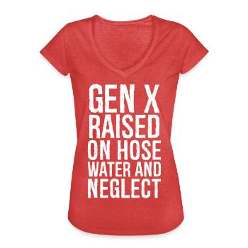 Gen X wuchs mit Schlauchwasser auf und vernachlässigte - Frauen Vintage T-Shirt - Rot meliert - Vorne