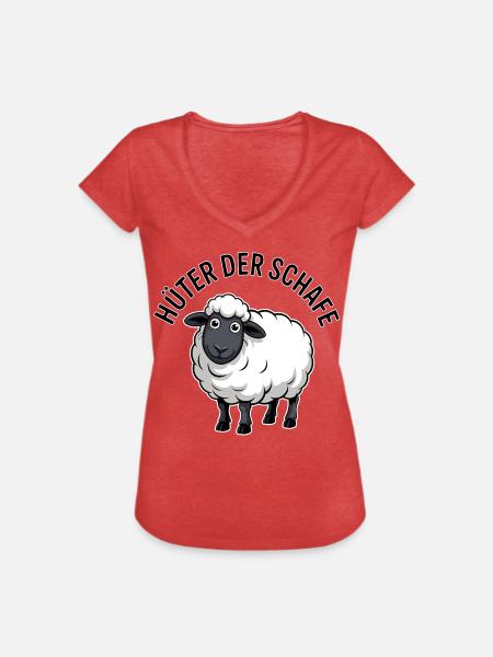 Hüter der Schafe - Frauen Vintage T-Shirt - Rot meliert