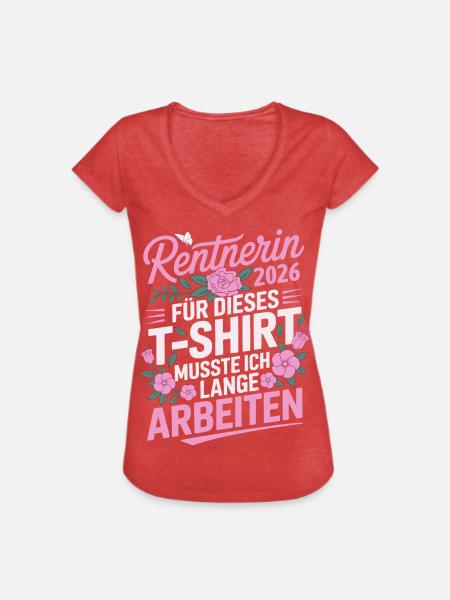 Rentnerin 2026 - Frauen Vintage T-Shirt - Rot meliert