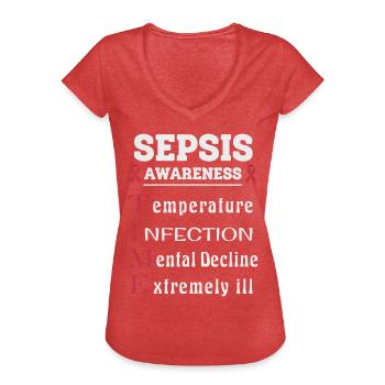 Sepsis Aufklärung T.I.M.E. Leitfaden - Frauen Vintage T-Shirt - Rot meliert - Vorne