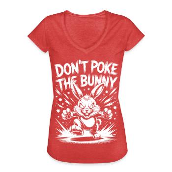 Humorvolles Bunny-Motiv auf Druck - Frauen Vintage T-Shirt - Rot meliert - Vorne