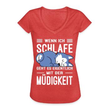 Lustiges Morgenmuffel Geschenk für Hunde Fans - Frauen Vintage T-Shirt - Rot meliert - Vorne